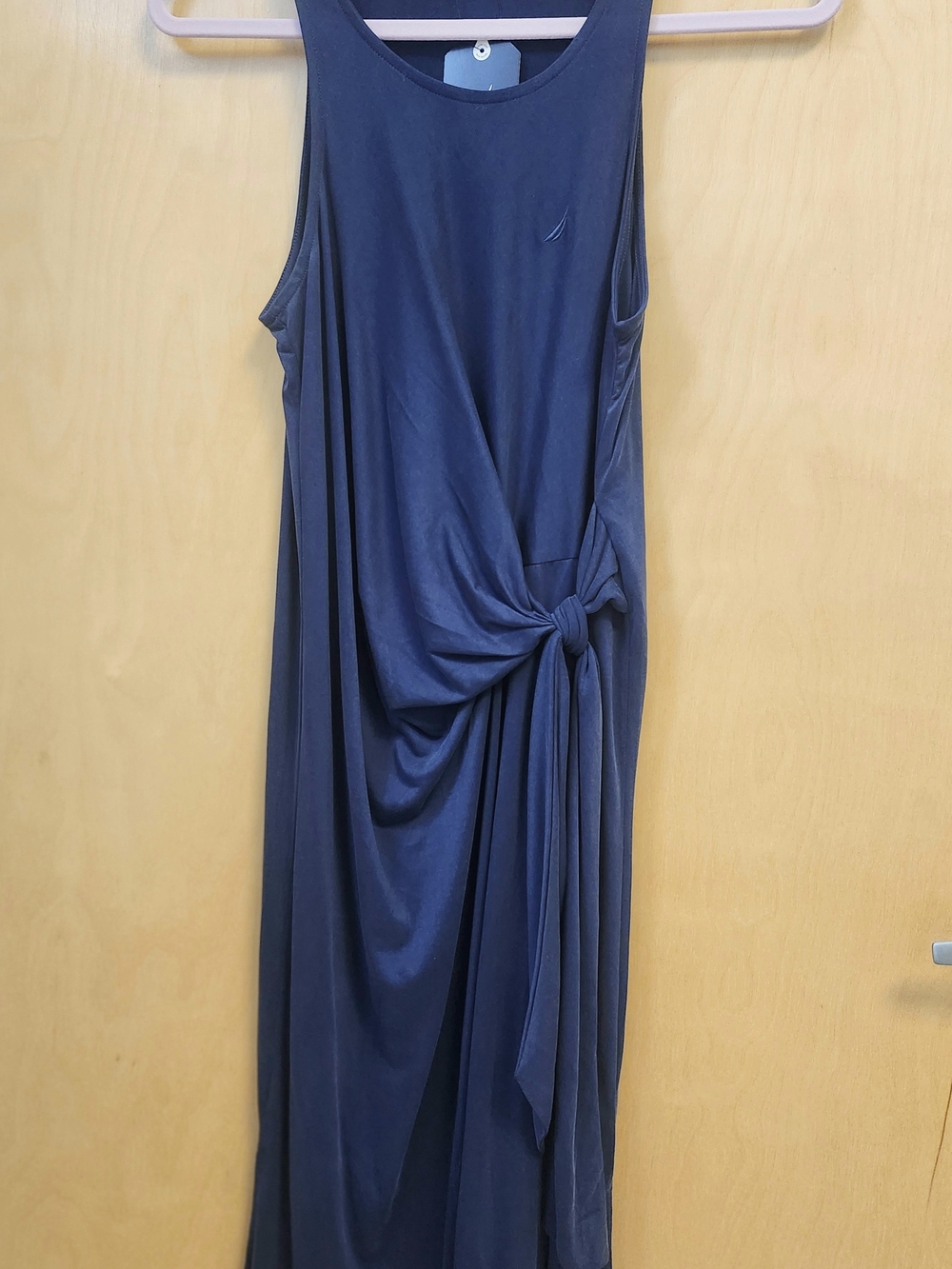 Nautica Deep Navy Sleeveless Maxi Dress with Side Knot